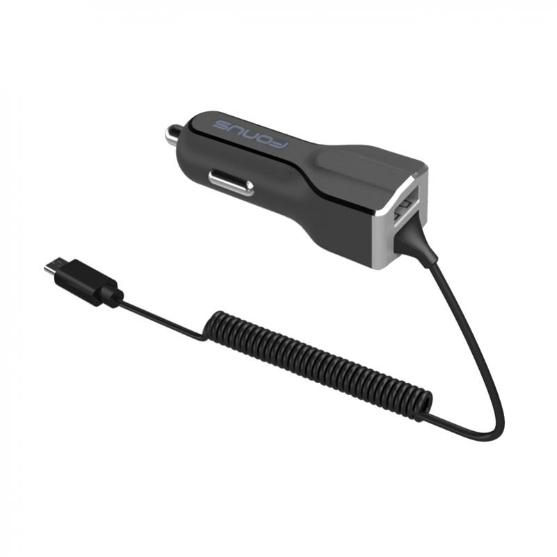 30W 5.4A TYPEC DC CAR CHARGER USBC COILED CABLE EXTRA QUICK CHARGE