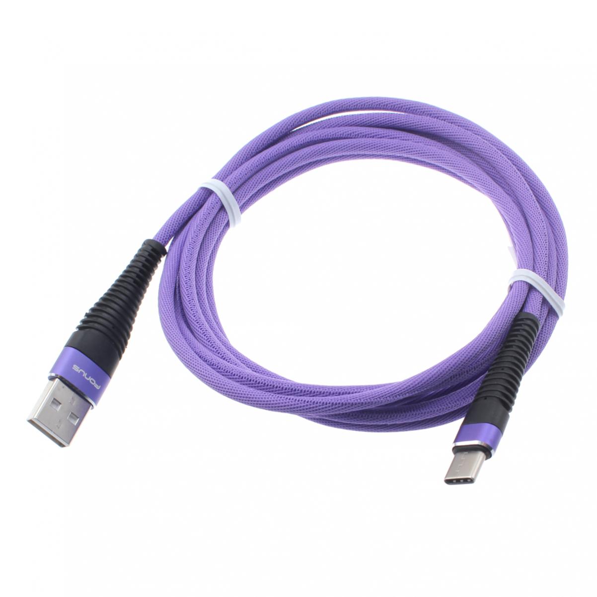 PURPLE 6FT LONG USB TYPEC CABLE FAST CHARGE POWER WIRE SYNC USBC CORD